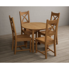 Extending York 90cm Solid Oak Dining Table  With 4 Charcoal Grey X Back Chairs