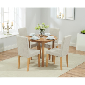 Extending York 90cm Solid Oak Dining Table with 2 Charcoal Lila Chairs