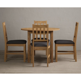 Extending York 90cm Solid Oak Dining Table With 4 Blue York Chairs