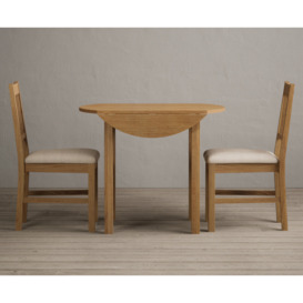 Extending York 90cm Solid Oak Dining Table with 4 Brown York Chairs