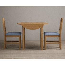 Extending York 90cm Solid Oak Dining Table With 2 Brown York Chairs