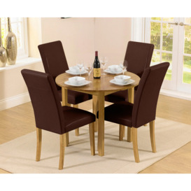 Extending York 90cm Solid Oak Dining Table with 4 Cream Olivia Chairs