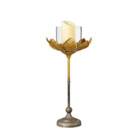 OKA, Medium Lotus Candle Holder - Gold, Candle Holders, Glass/Metal