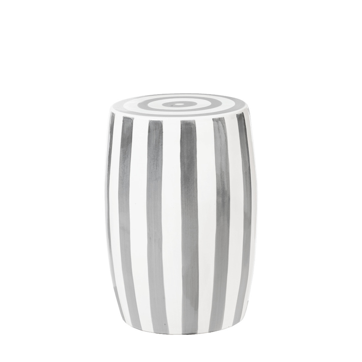 OKA, Rander Ceramic Stool - Grey/White, Stools, Ceramic, Striped