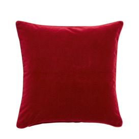 OKA, Plain Velvet Cushion Cover, Square - Red Garnet, Cushion Covers, Cotton/Polyester, Plain