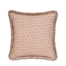 OKA, Caladia Cushion Cover With Fringing - Red Madder, Cushion Covers, Linen, Floral