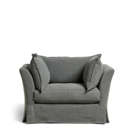 OKA, Avitus Armchair - Charcoal, Armchairs, Linen, Plain