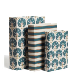 OKA, Set of Three Carlina and Artemisia Box Files - Prussian Blue, Storage Boxes, Canvas/MDF Wood
