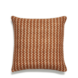 OKA, Grassetto Zigzags Cushion Cover - Indigo/Ochre, Cushion Covers, Cotton/Silk, Abstract