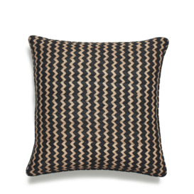 OKA, Grassetto Zigzags Cushion Cover - Cedar Green/Indigo, Cushion Covers, Cotton/Silk, Abstract