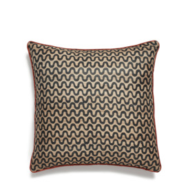 OKA, Grassetto Waves Cushion Cover - Indigo/Persimmon, Cushion Covers, Cotton/Silk, Abstract