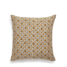 OKA, Nostell Diamonds Cushion Cover - Mustard, Cushion Covers, Linen, Geometric