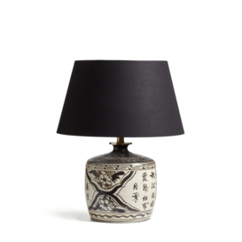OKA, Wintersweet Table Lamp - Off-White/Black, Table Lamps, Ceramic, Floral