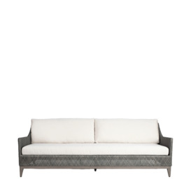 OKA, Albert 3-Seater Sofa - Smoke Grey, Garden Seating, Resin/Wood, Geometric
