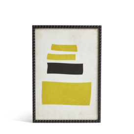 OKA, Dera Framed Rectangle Print - Yellow/Charcoal, Wall Prints, Wood, Abstract