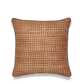 OKA, Grassetto Check Cushion Cover - Ochre, Cushion Covers, Cotton/Silk, Checked/Patterned/Printed