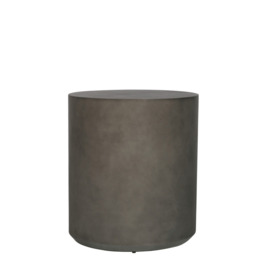 OKA, Pierre Side Table - Ash Grey, Garden Tables, Cement/Glass