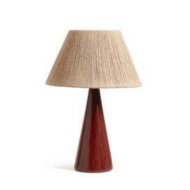 OKA, Ernest Table Lamp - Brushed Red, Table Lamps, Mango Wood/Metal