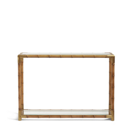 OKA, Pariana Console Table - Natural, Console Tables, Bayur Wood/Glass/Mindi Wood