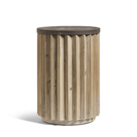 OKA, Melodeon Side Table - Distressed Grey/Stone, Side Tables, Stone