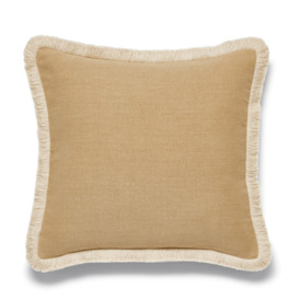 OKA, Stonewashed Linen Cushion Cover with Fringing - Hemp, Cushion Covers, Linen