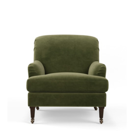 OKA, Coleridge Armchair with Velvet Fixed Cover - Spruce, Armchairs, Velvet, Plain