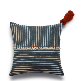 OKA, Kailani Stripe Cushion Cover - Indigo/White, Cushion Covers, Linen, Striped
