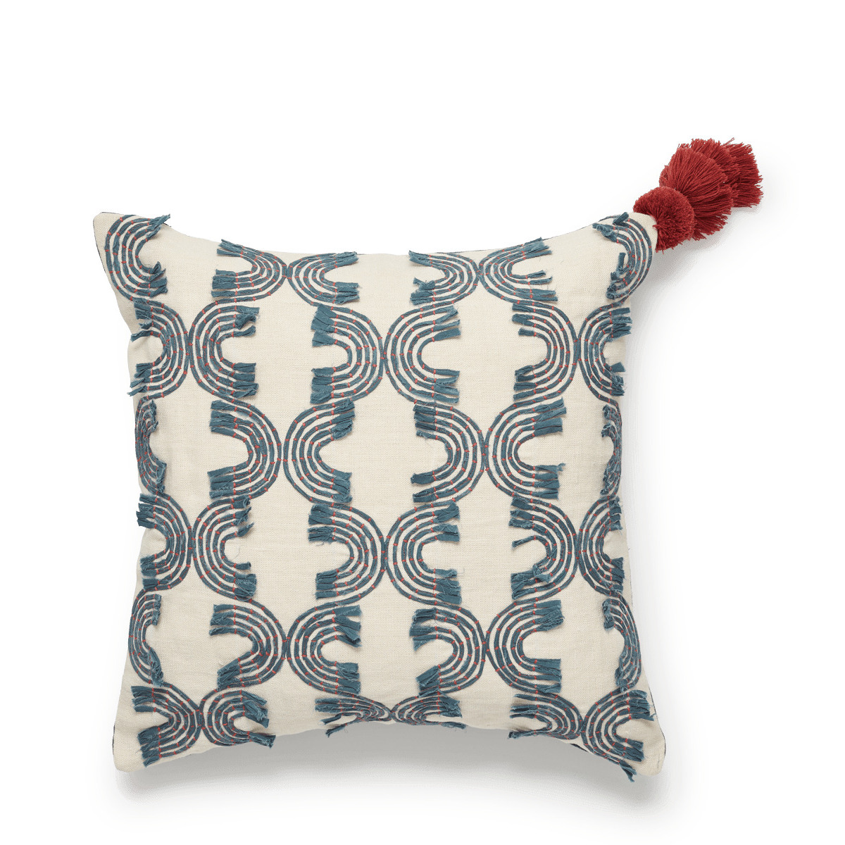 OKA, Kailani Curve Cushion Cover - Indigo/White, Cushion Covers, Linen, Geometric
