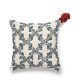 OKA, Kailani Curve Cushion Cover - Indigo/White, Cushion Covers, Linen, Striped