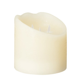 OKA, Small Wide Natural Glow Pillar LED Candle - Ivory, Candles, Wax