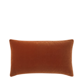 OKA, Plain Velvet Cushion Cover, Rectangular - Dirty Orange, Cushion Covers, Velvet, Plain