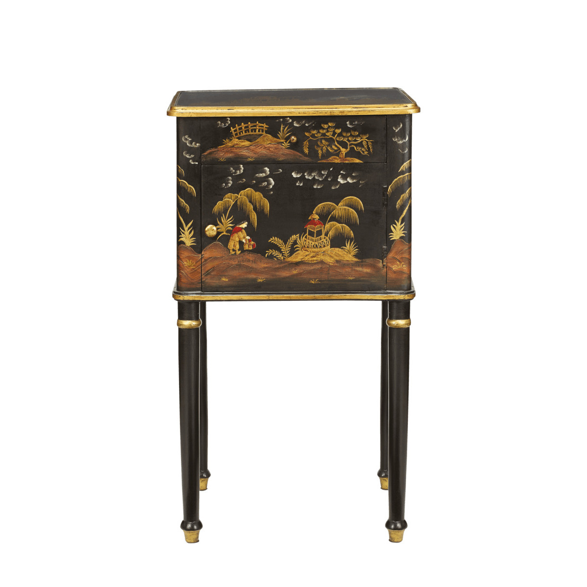 OKA, Xin Bedside Table - Black, Side Tables, Wood