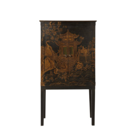 OKA, Peking Hand-Painted Chinoiserie TV Cabinet - Black, Cabinets, Wood