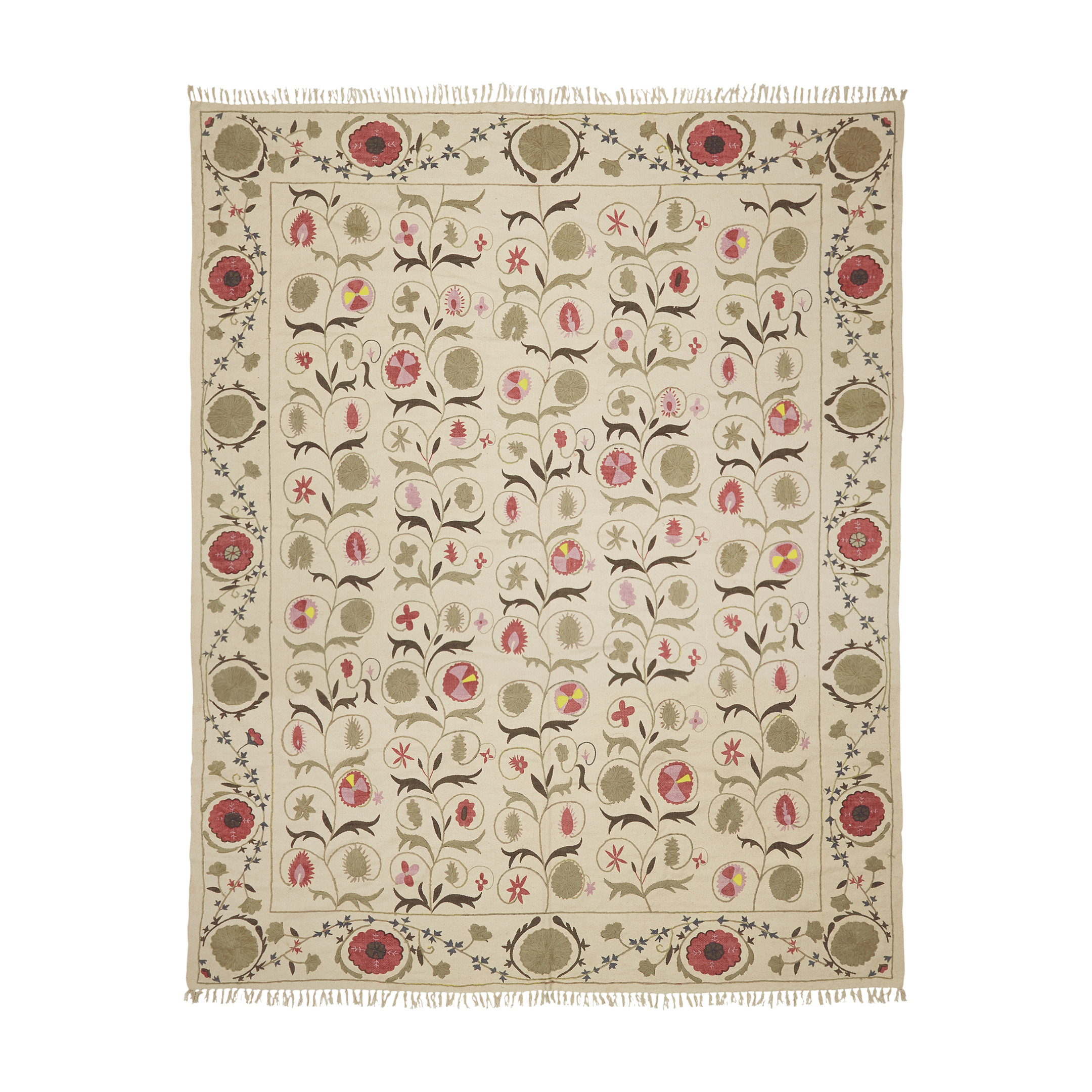 OKA, Large Sheki Rug - Olive, Rugs, Cotton/Wool, Floral