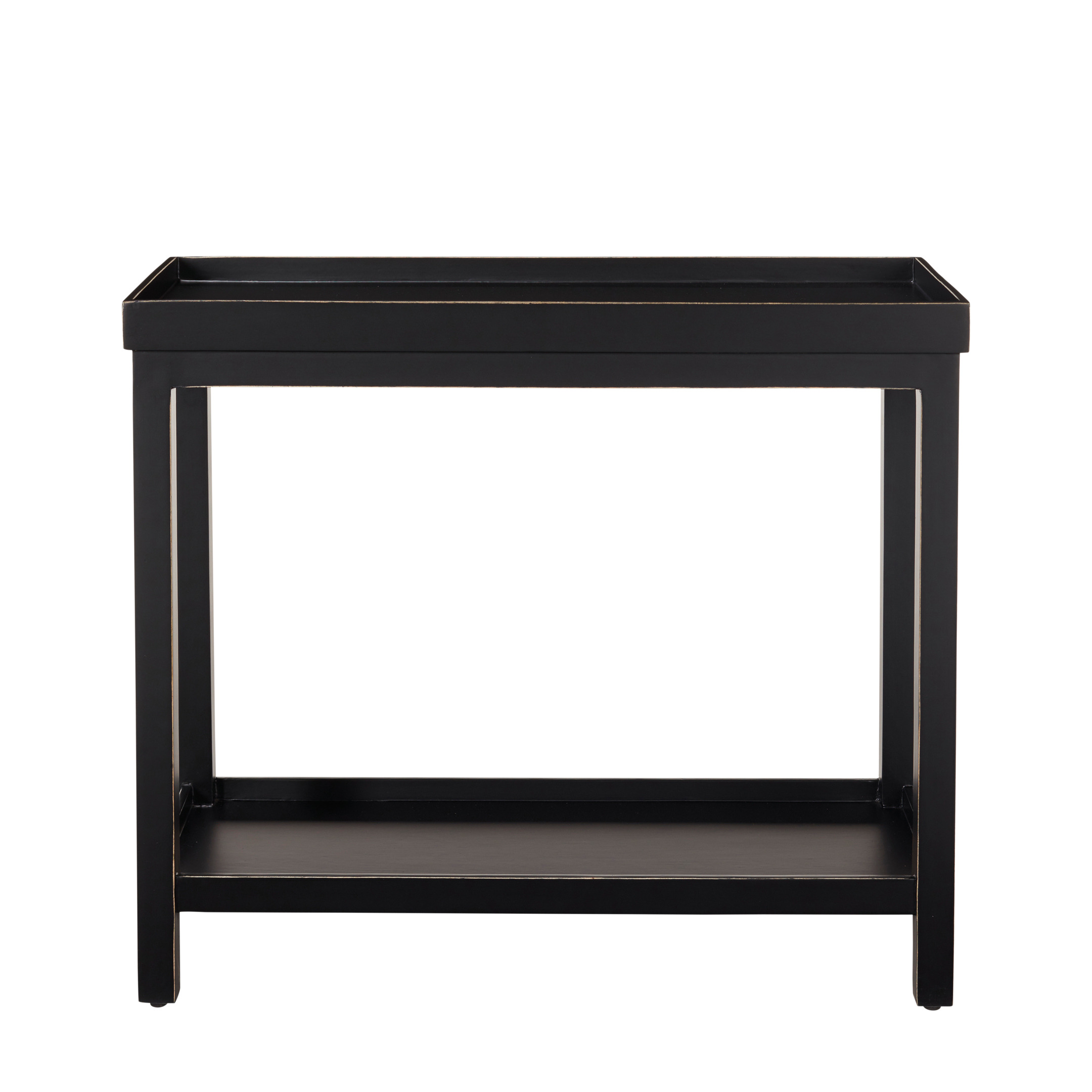 OKA, Narrow Jet Side Table, Rubbed Black, Side Tables, Wood