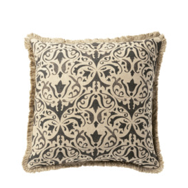 OKA, Nassau Pillow Cover - Charcoal, Cushion Covers, Cotton, Floral