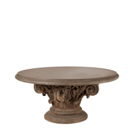 OKA, Round Acanthus Dining Table - Brown, Dining Tables, Stone
