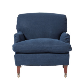 OKA, Linen Loose Cover for Coleridge Armchair - Pure Navy, Loose Covers, Linen