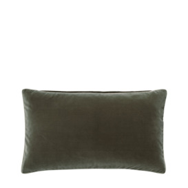 OKA, Small Plain Velvet Pillow Cover - Gray Green, Cushion Covers, Velvet, Plain