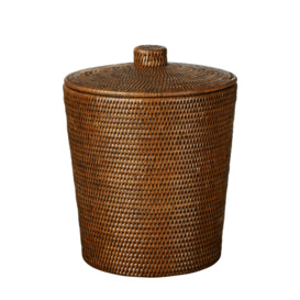 OKA, Lined Rattan Basket with Lid - Brown, Storage Baskets, Rattan