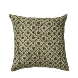OKA, Nostell Diamonds Cushion Cover- Seaweed Green, Cushion Covers, Linen, Geometric