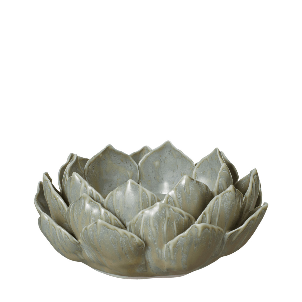OKA, Porcelain Artichoke Candle Holder - Green, Candle Holders, Ceramic