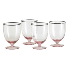 Set of Four Large Memerah Twisted Wine Glasses - Pink/Black