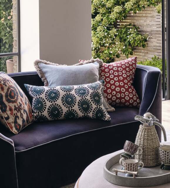 OKA, Stonewashed Linen Cushion Cover with Fringing - Eau de Nil, Cushion Cover - image 1