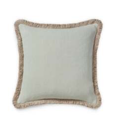 OKA, Stonewashed Linen Cushion Cover with Fringing - Eau de Nil, Cushion Cover - thumbnail 2