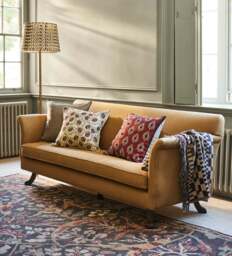 OKA, Alexandrina Linen 3-Seater Sofa - Dark Caramel, Sofa - thumbnail 1