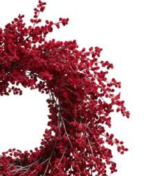OKA, Faux Berry Wreath - Red Garnet, Seasonal Decoration