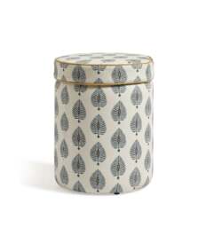 OKA, Samena Ocellus Linen Ottoman - Blue/Natural, Ottoman - thumbnail 2