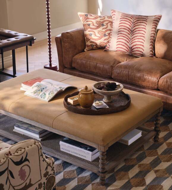 OKA, Gwendolen Linen Ottoman - Dijon, Ottoman - image 1