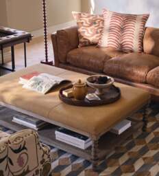 OKA, Gwendolen Linen Ottoman - Dijon, Ottoman - thumbnail 1
